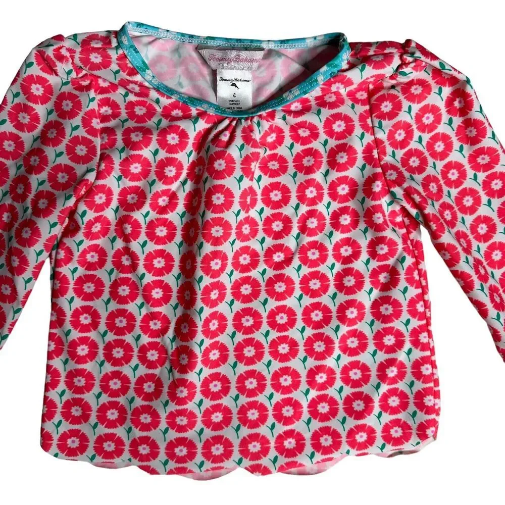 Tommy Bahama Toddler Girls Rash Guard‎ Top Sun Protection Swim Shirt Size 4